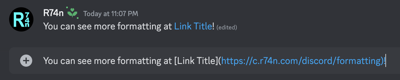 Hyperlink shown in a user message