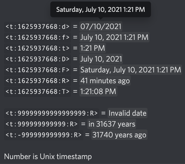 Timestamps Discord