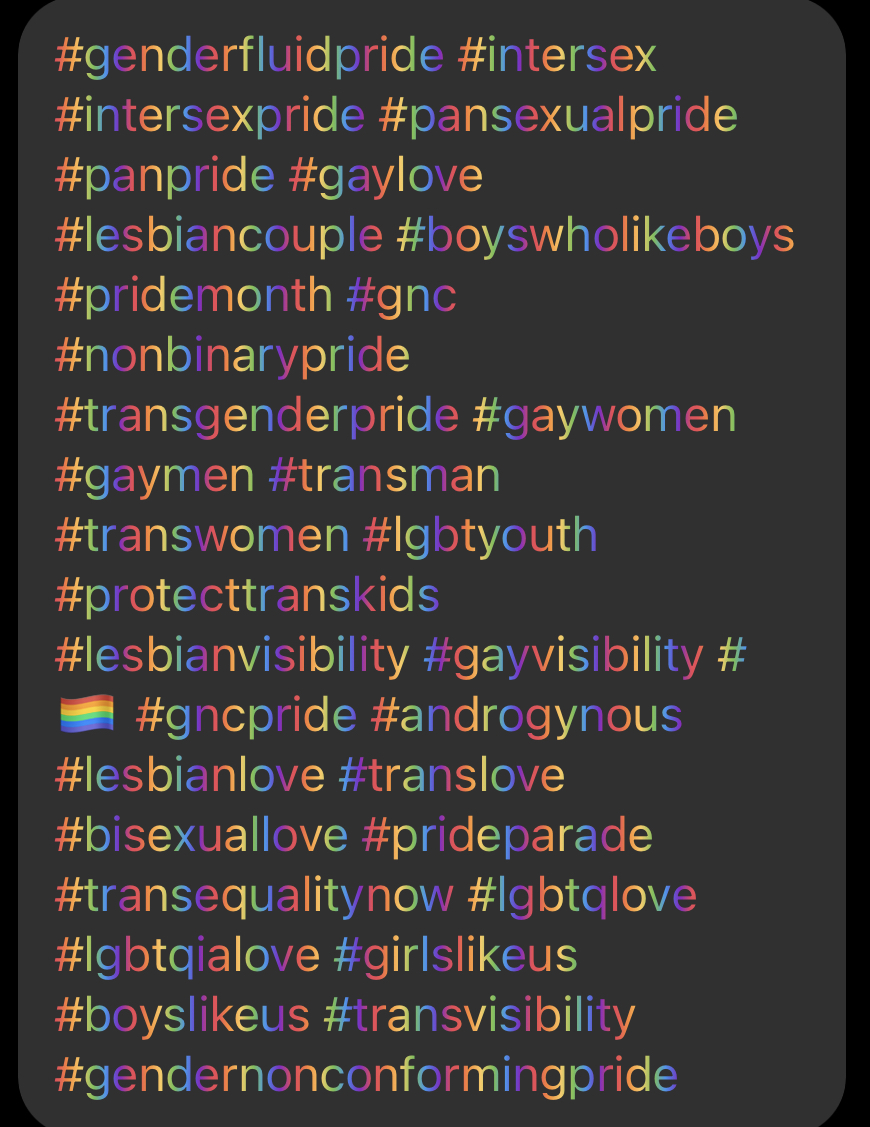 Instagram Rainbow Pride Month Hashtags for 2021