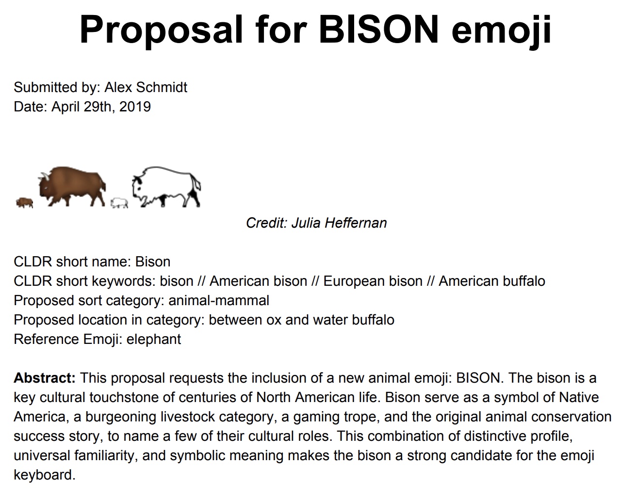 Proposal document for the Bison emoji